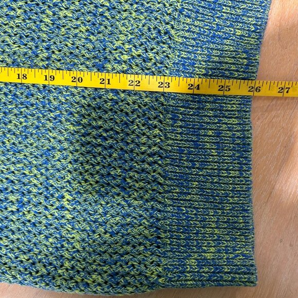 Stussy 2 Tone Loose Gauge Sweater Mens L Green Blue Marled Waffle Chunky Knit - Picture 10 of 10